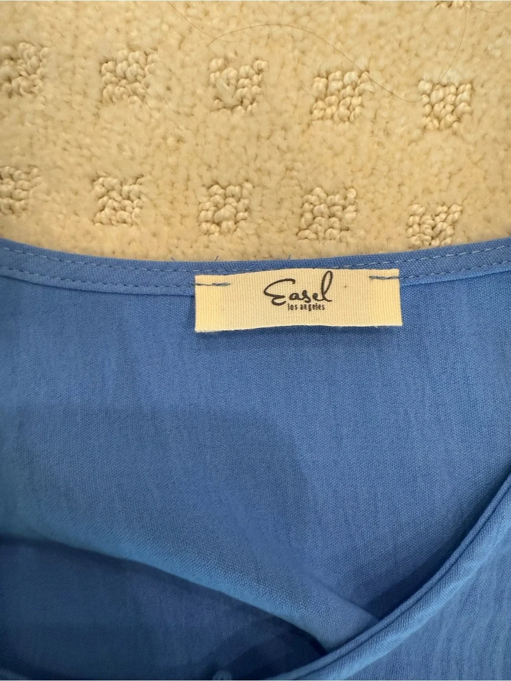 Easel Blue Flutter Sleeve Side Tie Blouse Boho Relaxed Fit Top Medium - Picture 5 of 5
